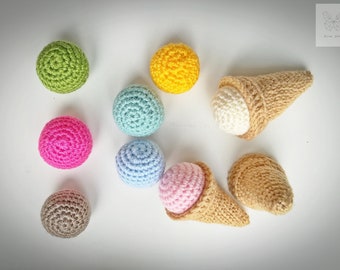 Crochet Pretend Play Ice Cream Set, Colorfu Kids Toyd for Learning