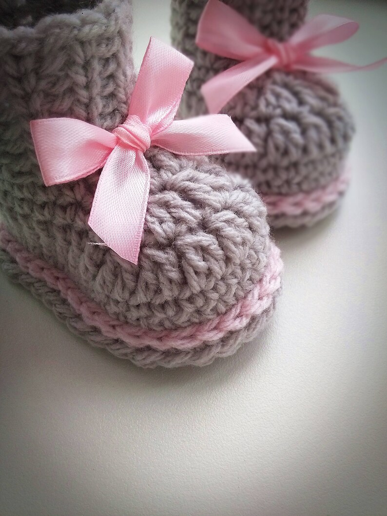 Grey baby girl booties crochet baby girl boots gray baby Etsy