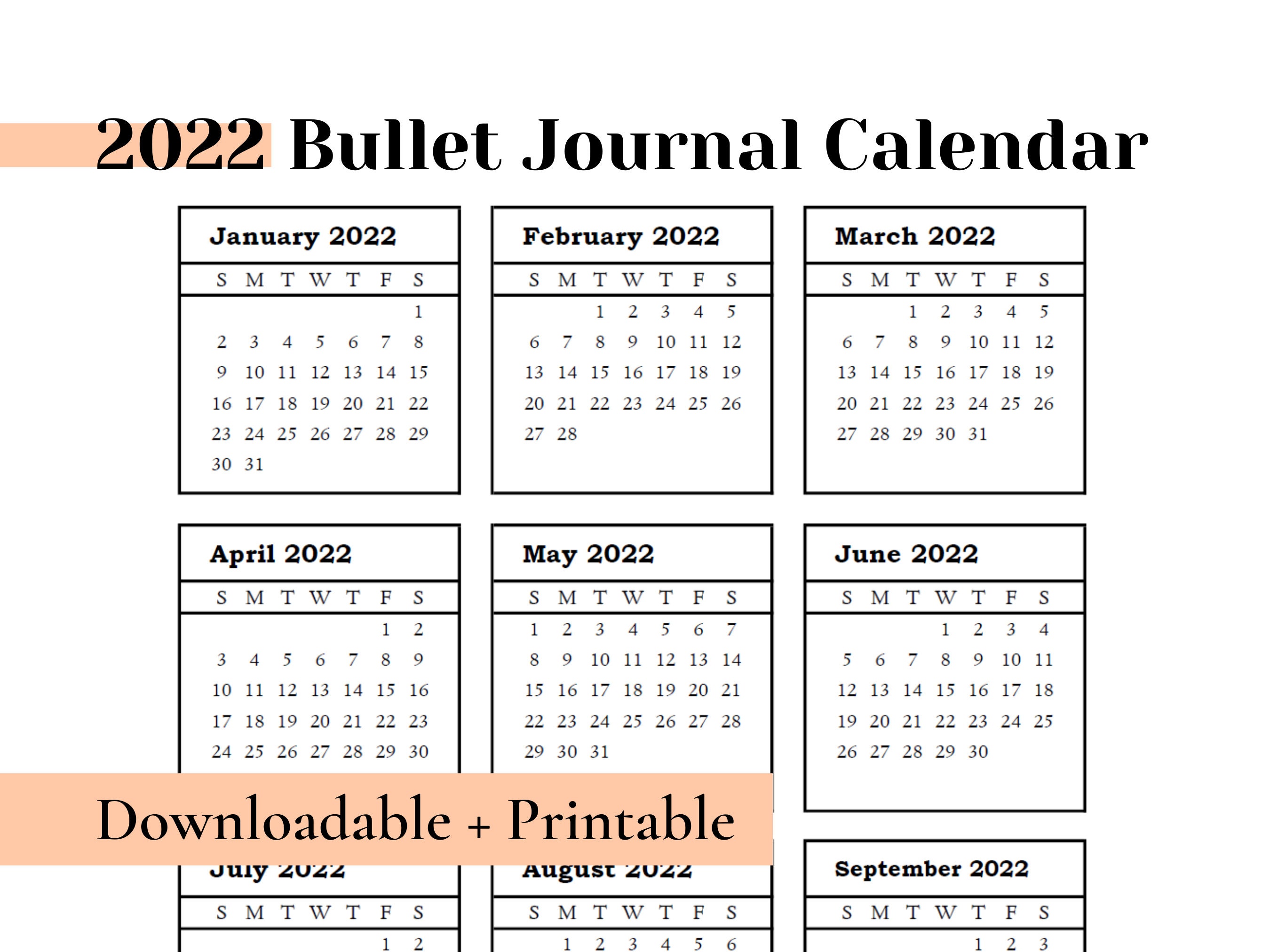 Paper & Party Supplies 2022 Mini Calendar Digital Printables Paper etna