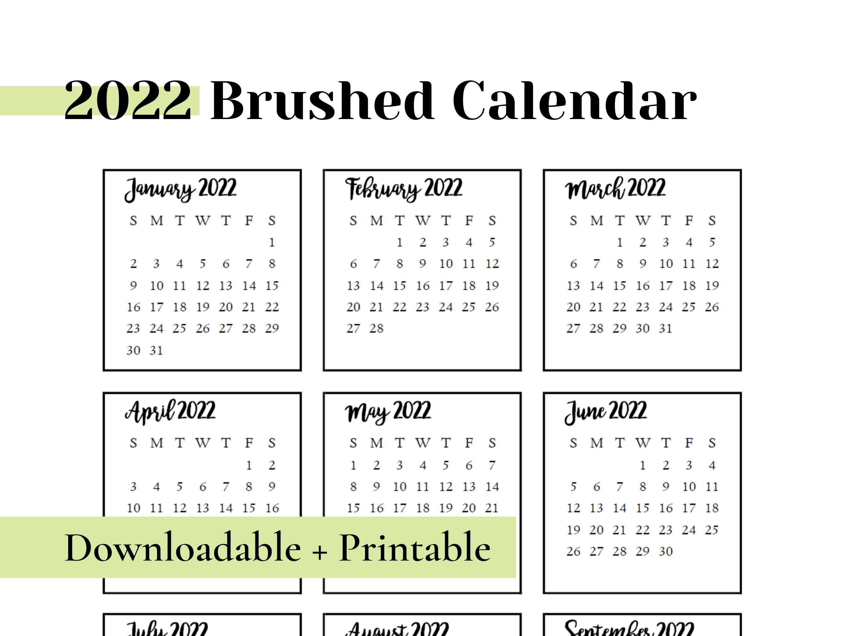 2022 Brushed Mini Calendars Editable Printable Template - Etsy Ireland
