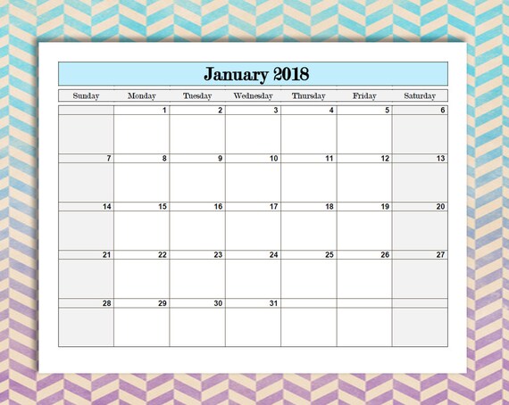 2018 printable editable monthly calendar editable printable etsy