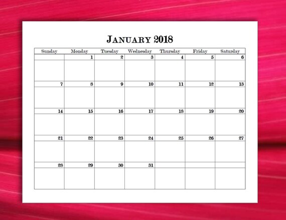 2018 2019 monthly calendar editable printable template etsy monthly calendar editable
