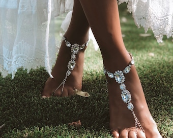 Silver "love story"Jewelled sandals *For Barefoot Brides & Bridesmaids* BEACH WEDDINGS!