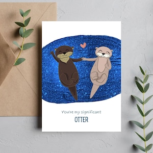 Significant Otter Punny Valentinstag Blankokarte Digitaler Download zum Downloaden Instant Download & Print druckbare Grußkarte