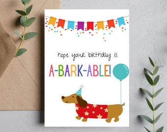 Punny Dog anniversaire carte vierge téléchargement numérique Téléchargement instantané carte de voeux imprimable anniversaire enfants mignon carte pour elle pour lui