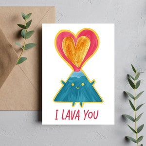 Punny Volcano Valentine&#39;s Day Card: I Lava You (Digital Download)