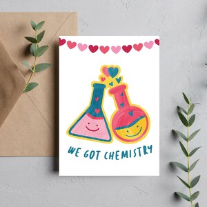 Punny Science バレンタインデーの空白カード デジタルダウンロード ダウンロード可能 即時ダウンロード＆印刷 印刷可能なグリーティングカード