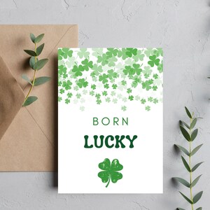 St Patricks Day Geboren Lucky Geburtstagskarte Digitaler Download Herunterladbare Sofortiger Download & Drucken Druckbare Grußkarte St Patties grün