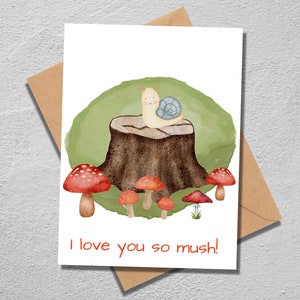 Je t'aime Punny Mushroom Saint Valentin Téléchargement numérique Carte vierge Téléchargement instantané et carte de voeux imprimable Amour mignon pour elle image 3