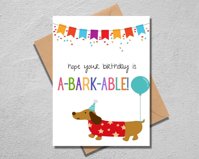 Cute Dog Birthday Blank Card Digital Download Instant Download ...