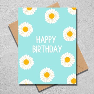 Daisy Floral Happy Birthday druckbare leere Karte digitaler Download druckbare Sofortiger Download Grußkarte für Sie Bild 3