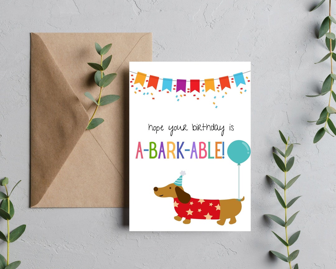 Cute Dog Birthday Blank Card Digital Download Instant Download ...