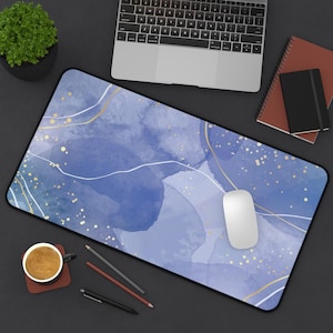 Midnight Blue Abstract Desk Mat, Stylish Office Decor, Unique Home Office Gift, Modern Desk Accessories, Gift for Students, Gift for Her