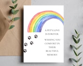 Pet Loss Sympathy Card: Rainbow Bridge Pawprints (Digital Download)