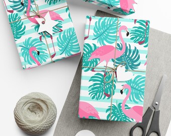 Pink Flamingo Gift Wrapping Paper: Eco-Friendly Tropical Party Design