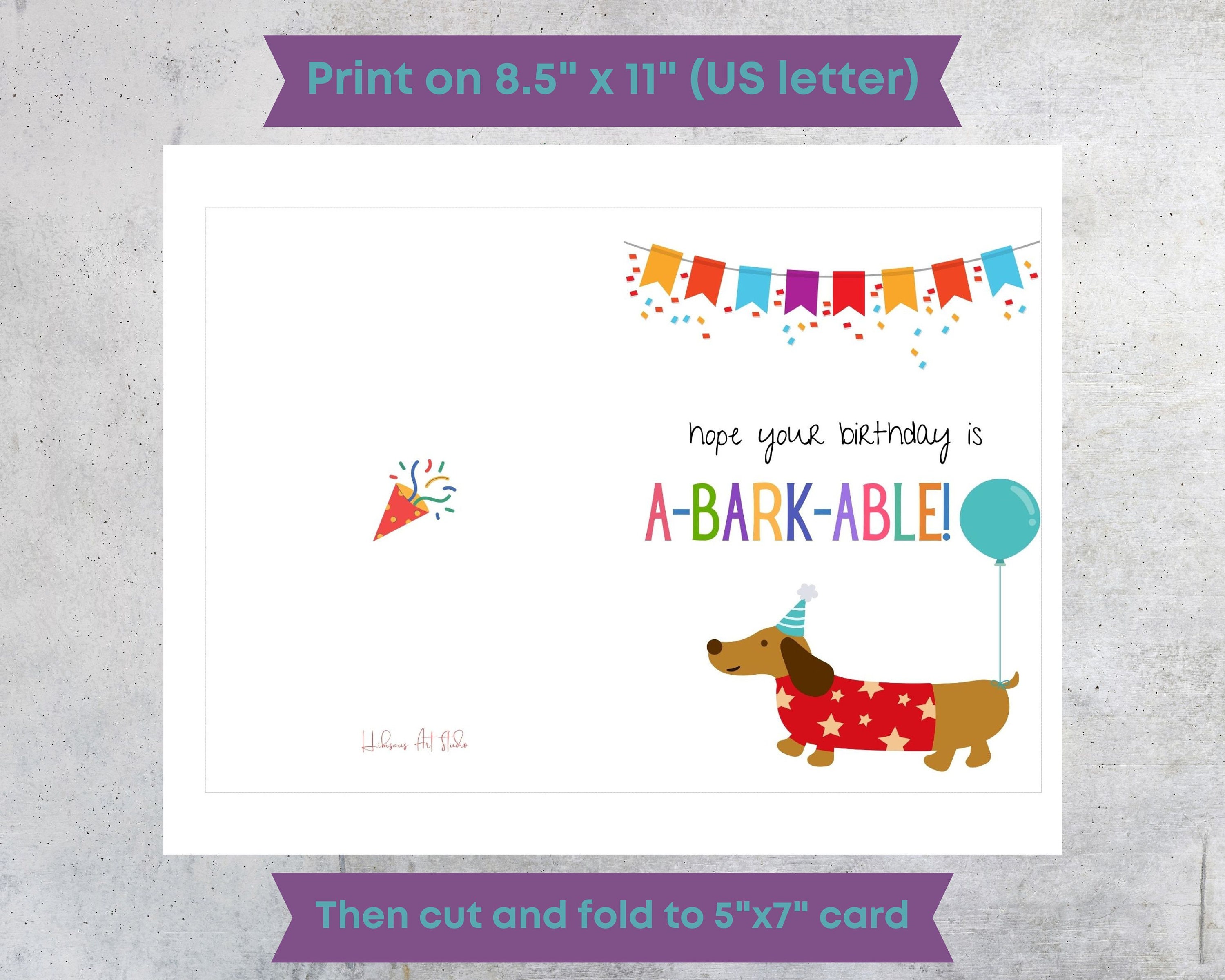 Cute Dog Birthday Blank Card Digital Download Instant Download ...