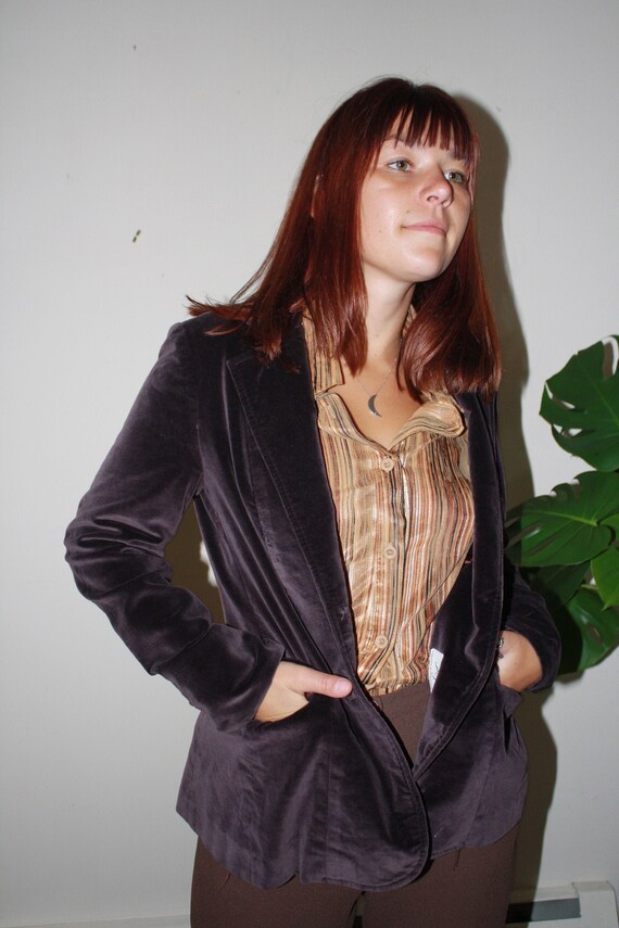 Vintage 1970s Velvet and Silk Purple Blazer / Spor