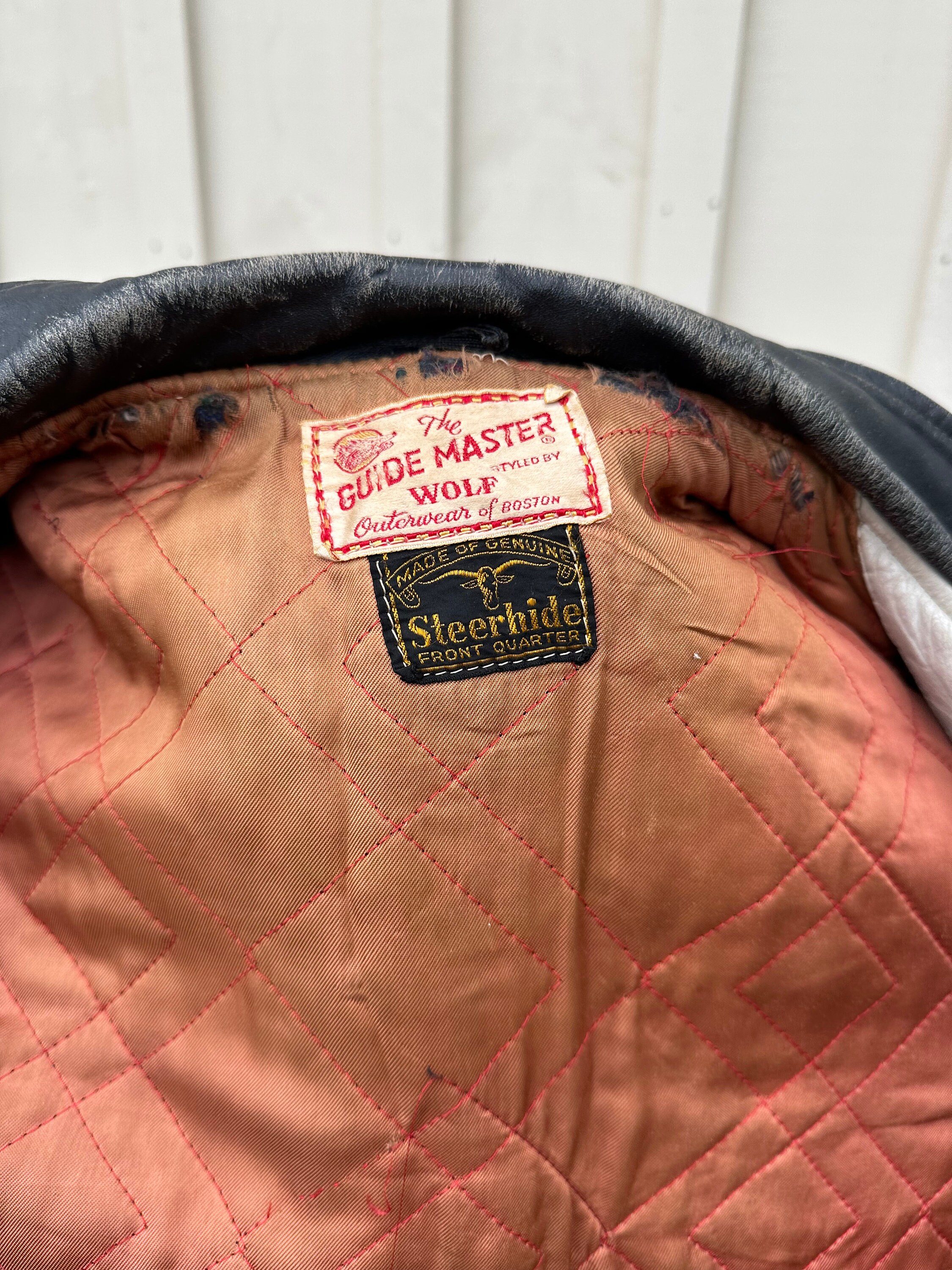 Vintage 1950s the Guidemaster by Wolf Leather Jacket / Steerhide