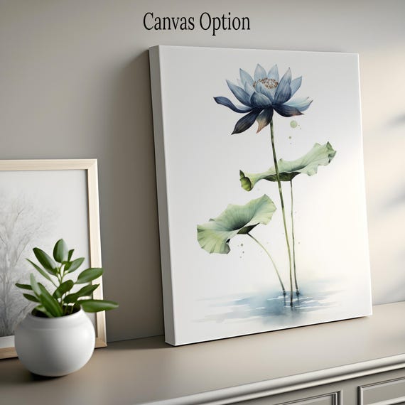 Black Lotus Watercolor Botanical Print, Botanical Art Print, Black