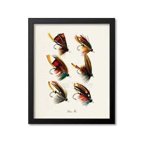 Salmon Flies Art Print, Fly Fishing Art Print, Salmon Fly Fishing Wall Art Decor