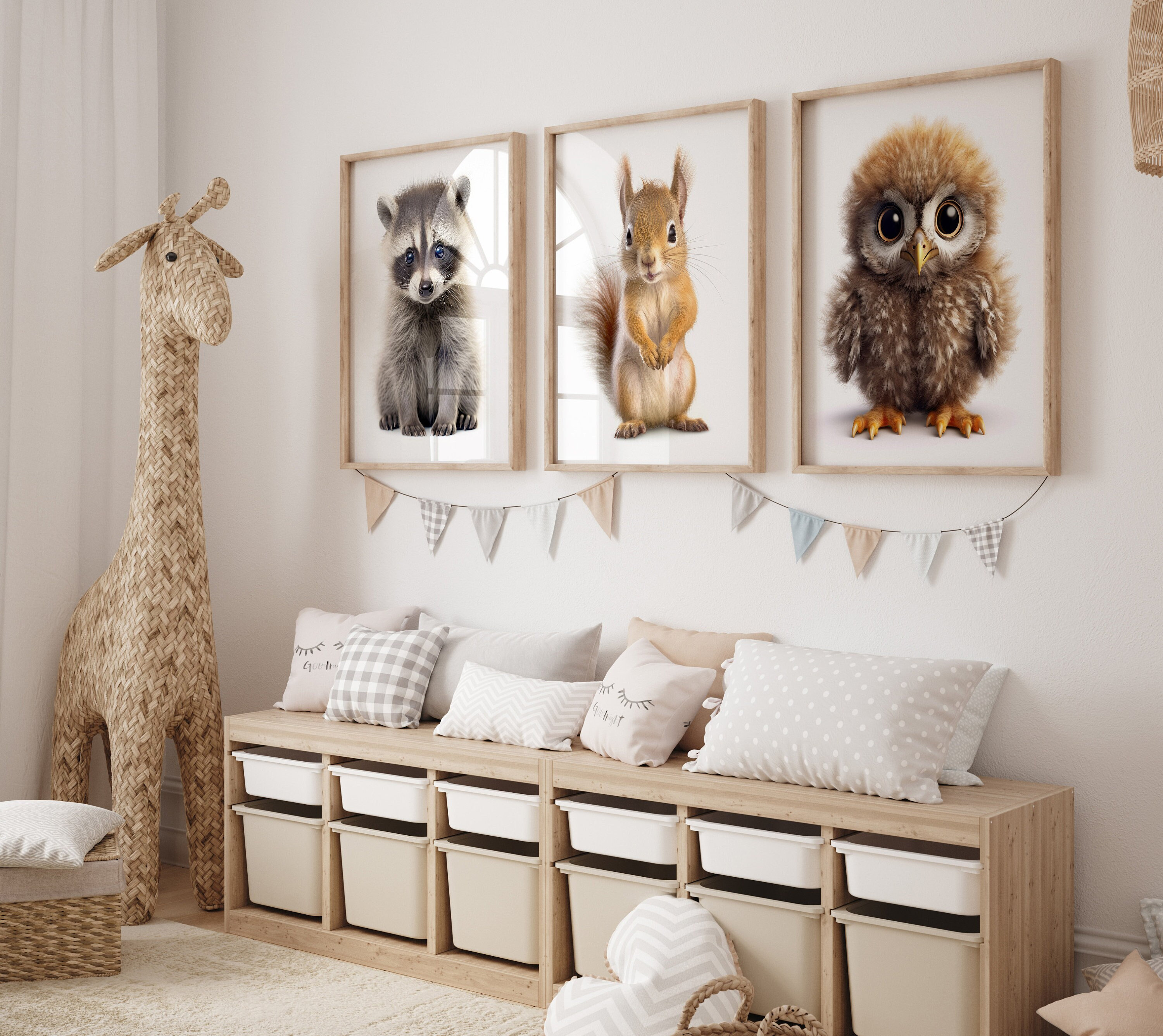 Baby Woodland Nursery Decor Set of 3, Woodland Nursery Print, Baby ...