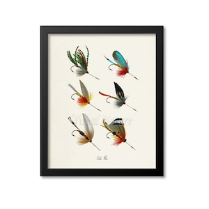 Lake Flies Art Print, Fly Fishing Art Print, Lake Fly Fishing Wall Art Decor