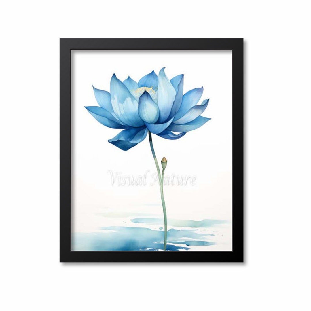Blue Lotus Watercolor Botanical Print, Botanical Art Print, Blue Lotus ...