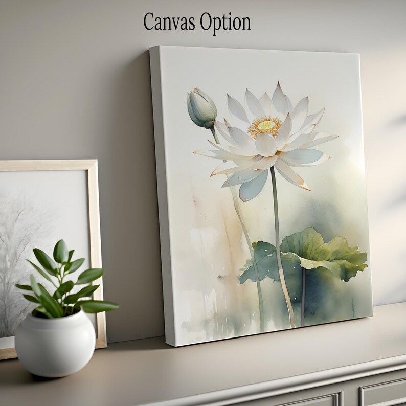 White Lotus Watercolor Botanical Print, Botanical Art Print, White ...