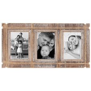 4x6 Wooden Photo Frame | Vintage Style Rustic Looking 4 by 6 Wood Frames For Wall Display with Acrylic Cover | 3 Frames Dark or Light Rope