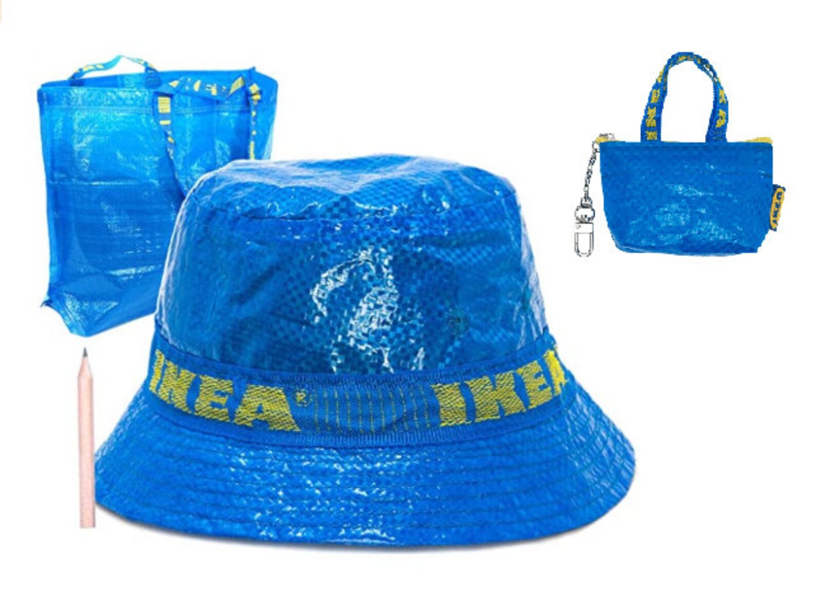 IKEA Bucket Hat with Bag Key Chain Bag and Pencil Set Fashion Etsy