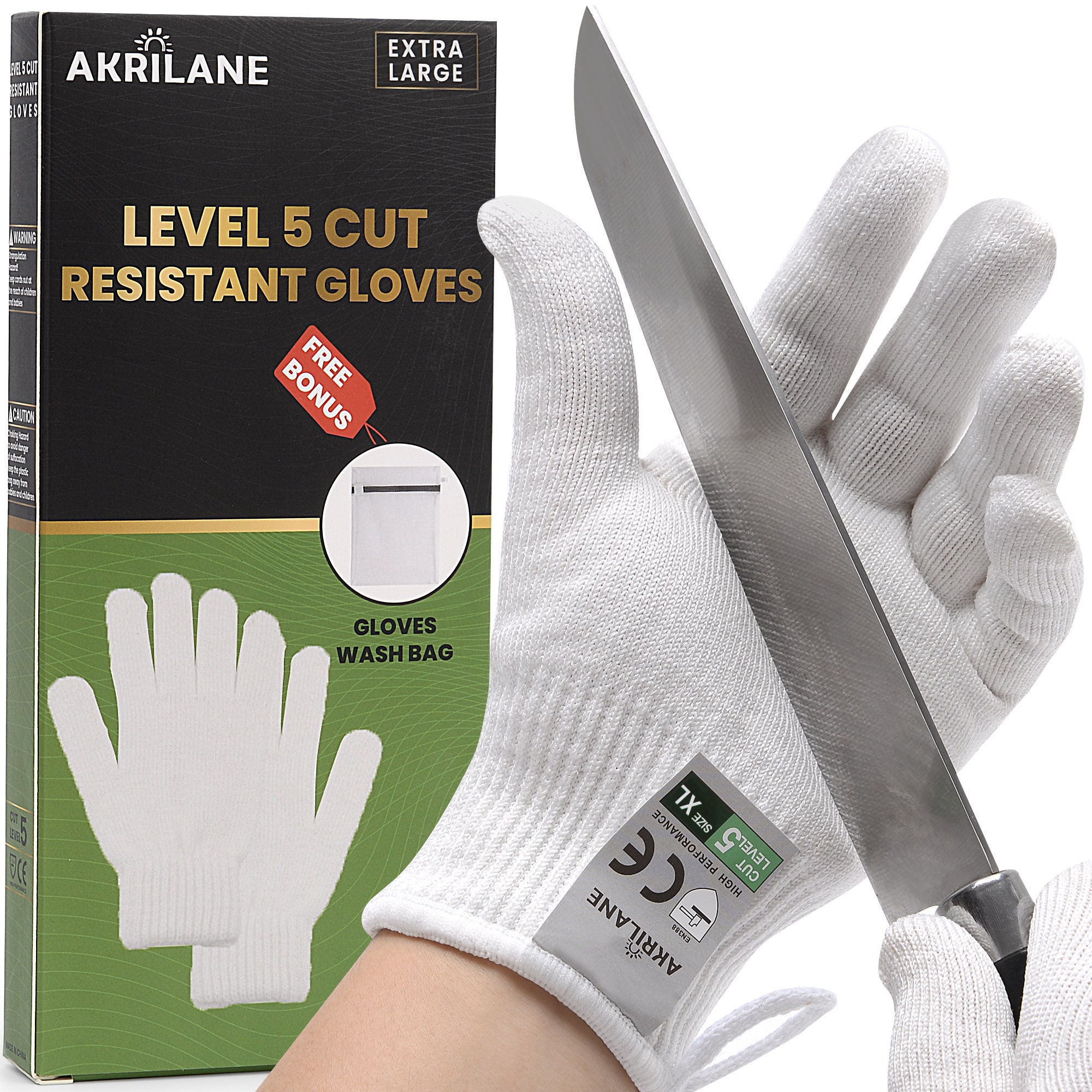 2 Pairs Cut Resistant Gloves Food Level 5 Hand Protection,kitchen Cut Gloves  For Oyster Shucking(me