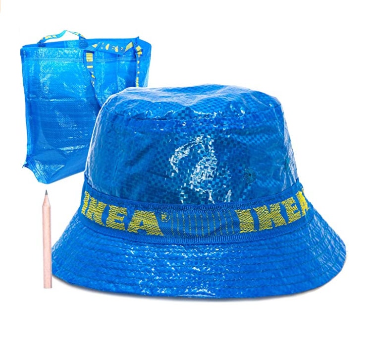 IKEA Bucket Hat with Pencil Handmade Cap Fashion Street Wear Blue 