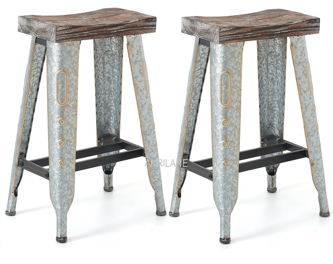 Metal Counter Height Stools Set of 2 Counter Height 23.5 Vintage Style