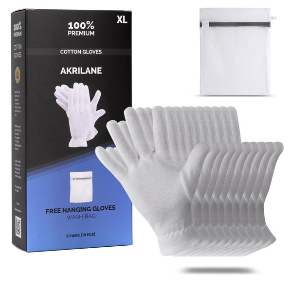 XL Extra Large Cotton Gloves For Dry Hands, Moisturizing Gloves Overnight, Eczema Treatment, Cosmetic Jewelry Premium Quality