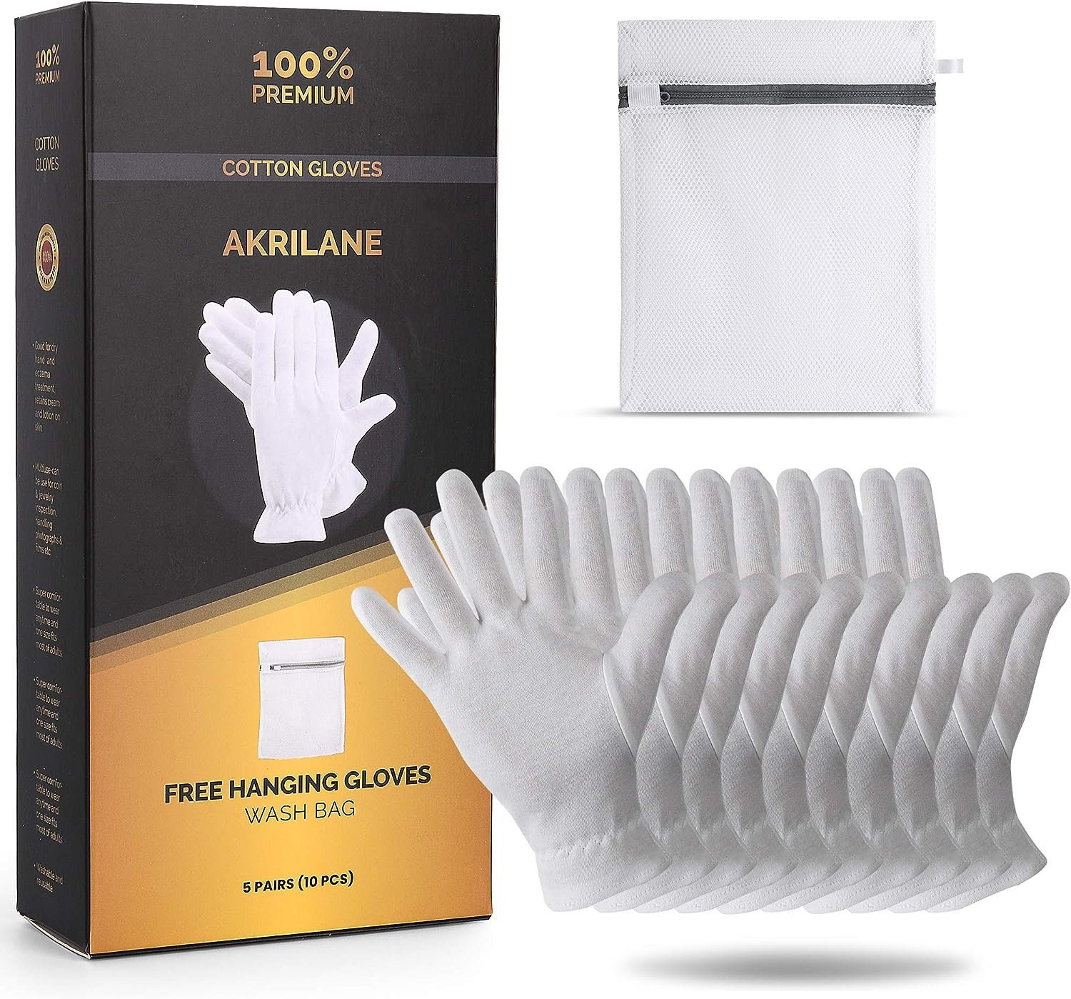 5 Pairs Cotton Gloves For Dry Hands Moisturizing Overnight Eczema Treatment Skin Spa Premium Quality