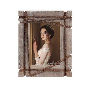 Vintage Style Rustic Looking Wood Picture Frames For Table Top or Wall Display | Wooden Photo Frame | Style C