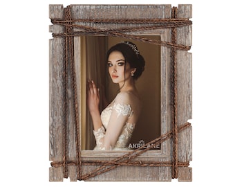Vintage Style Rustic Looking Wood Picture Frames For Table Top or Wall Display | Wooden Photo Frame | Style C