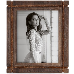 Wooden Picture Frame Vintage Style Rustic Looking Wood Frames For Table Top or Wall Display Decorative Distressed Photo Frames image 2