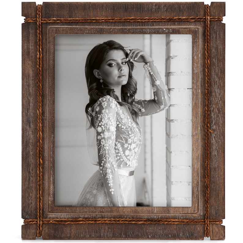 Wooden Picture Frame Vintage Style Rustic Looking Wood Frames For Table Top or Wall Display Decorative Distressed Photo Frames image 2