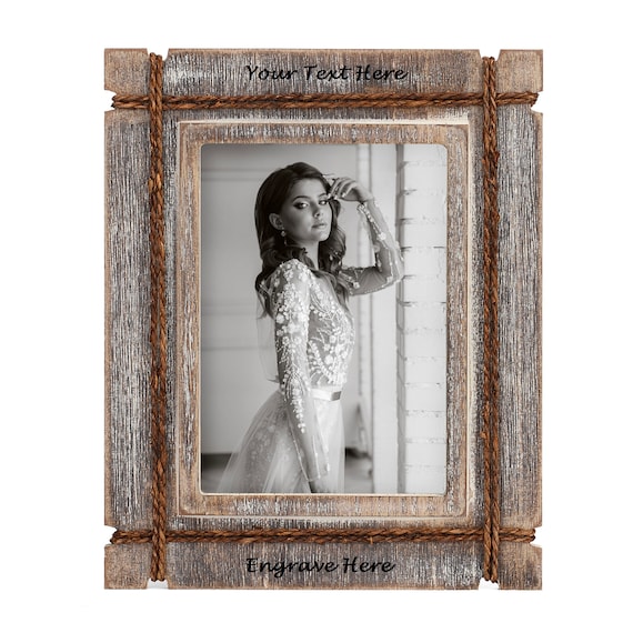 Rustic 11x14 Picture Frame – Personalized Wood Frame with Engraved Text | Farmhouse Wall Decor | Custom 11 x 14 Photo Frame Gift