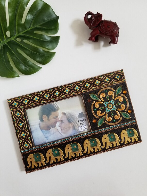 Gold Elephant Picture Frame Indian Wall Picture Frame Indian Elephant