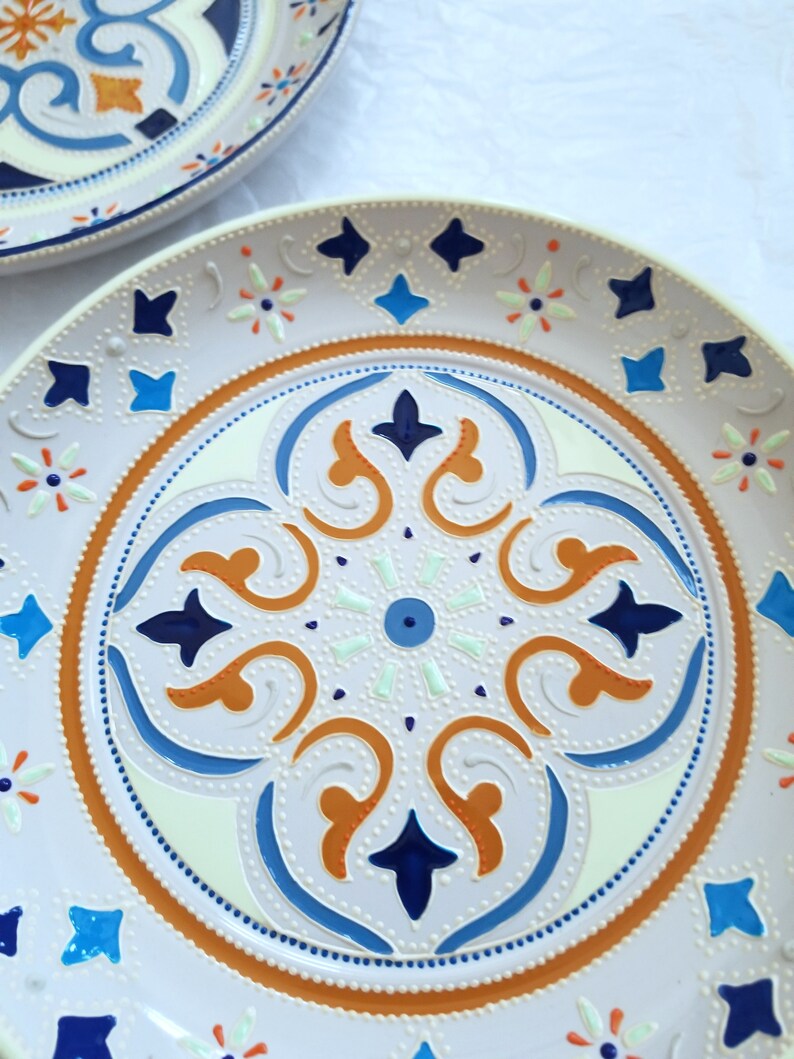 Set Of 2 Majolica Style Wall Decorative Plates Birthday Gift Ideas Kitchen Dining Room Wall Decor Set Of 2 Majolica Style Wall Decorative Plates Birthday Gift Ideas Kitchen Dining Room Wall Decor