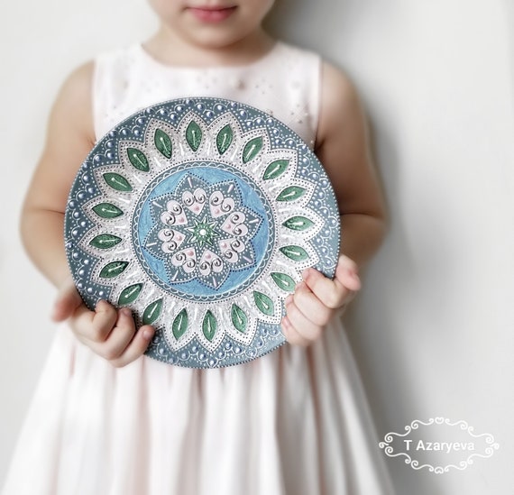 Mandala Decorative ceramic plate for hanging, Entryway wall decor, Wall art plate, Birthday gift ideas, Christmas gift