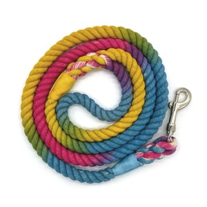 5ft Rope Dog Leash Ombre Braided 100% Cotton Multi-colored