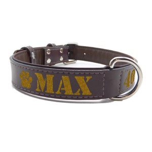 Glitter Leather Dog Collar Custom Personalized Brown Padded Backing With Free Name Phone Number ID