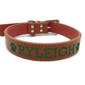 Basic Brown Custom Personalized Leather With Waterproof Top Layer Cat Dog Collar With Free Name Phone Number ID Safety