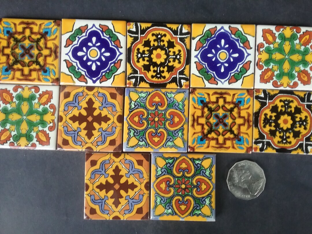 Mexican Talavera Tiles X 12 5cm 5cm Each Tile Set G Etsy Australia