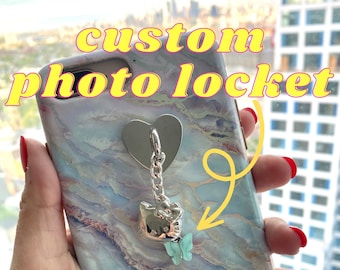 Personalized Strong Hold Phone Grip with charms and locket, custom phone grip, custom phone accessories, phone charms, phone charm grip