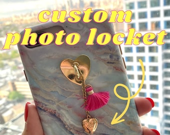 Personalized Strong Hold Phone Grip with charms and locket, custom phone grip, custom phone accessories, phone charms, phone charm grip