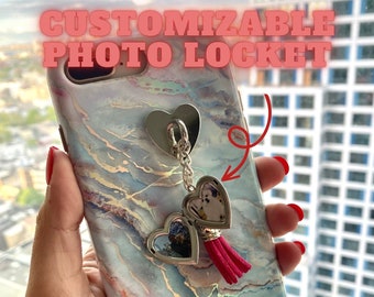 Personalized Strong Hold Phone Grip with charms and locket, custom phone grip, custom phone accessories, phone charms, phone charm grip